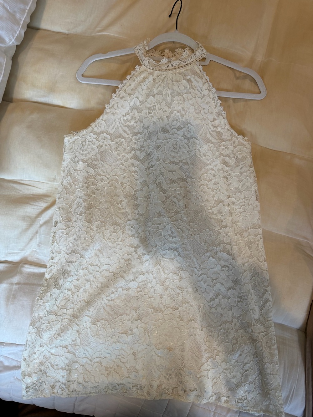 Altar'd State Cream Lace Halter Mini Dress